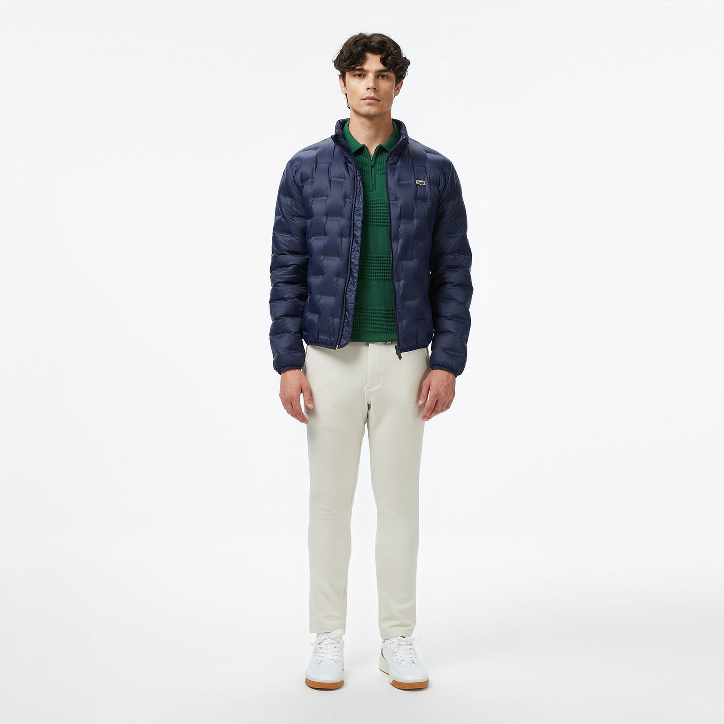 Lacoste Erkek Dik Yaka Kapitone Lacivert Mont