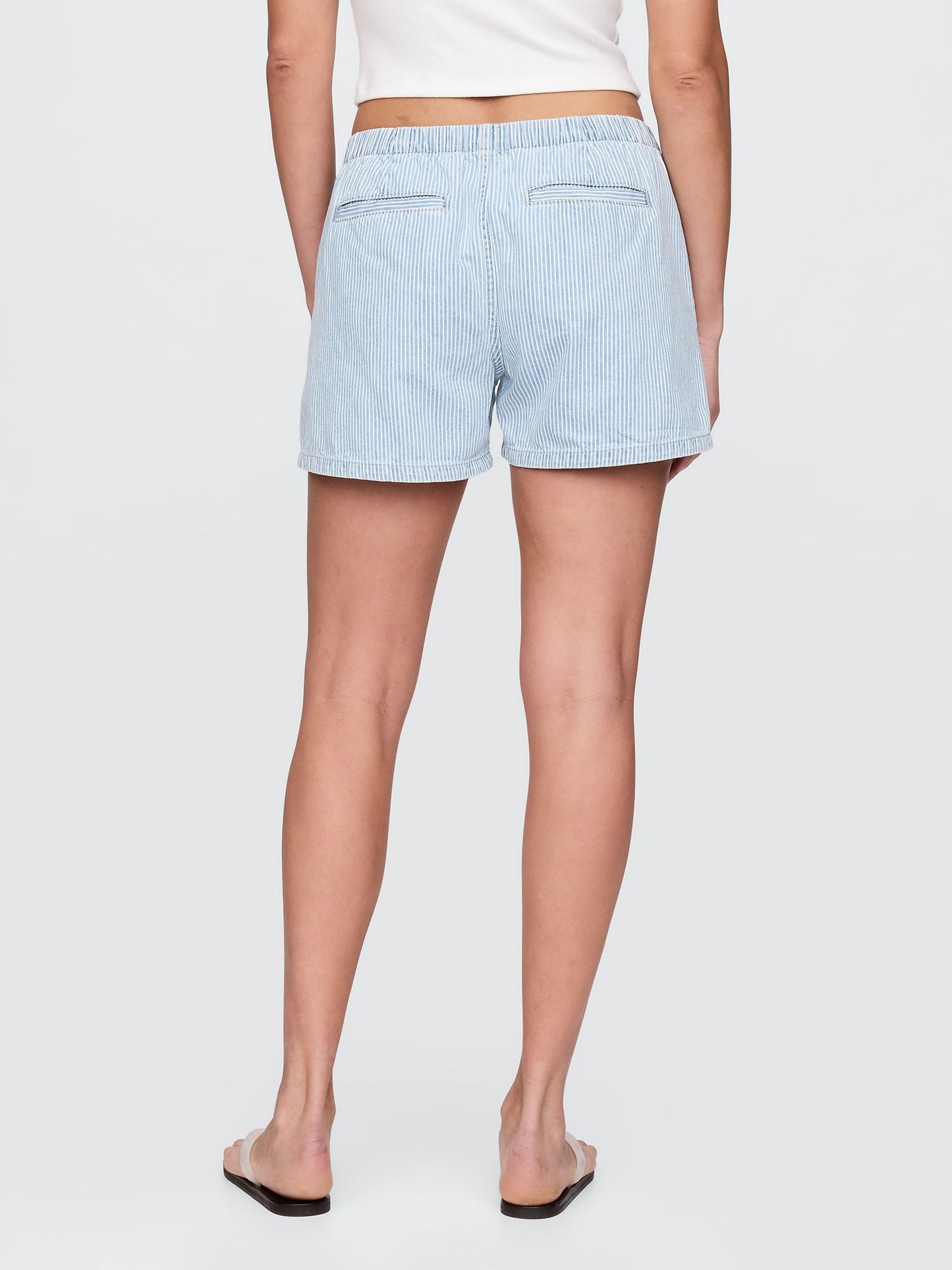 Açık Mavi Mid Rise Denim Boxer Şort
