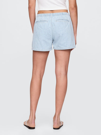 Açık Mavi Mid Rise Denim Boxer Şort