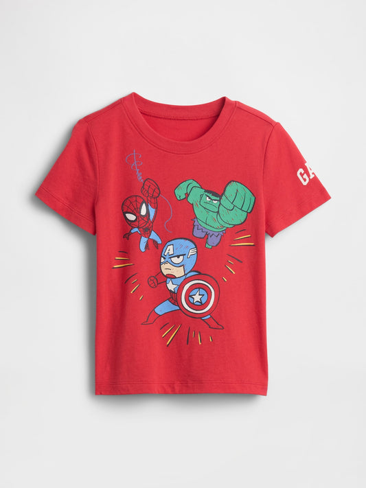 Kırmızı Marvel Avengers Grafik Baskılı T-shirt