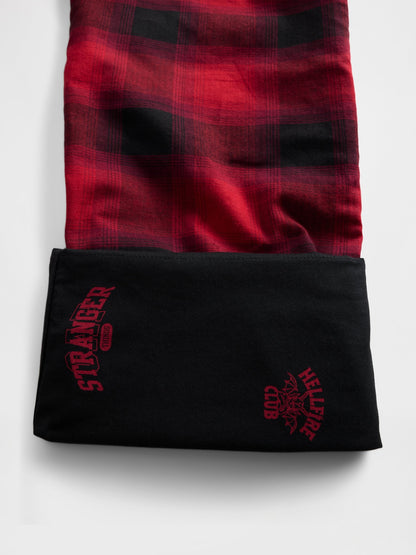 Koyu Kırmızı Stranger Things Reversible Flannel Pijama Altı