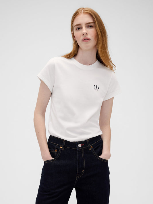 Beyaz Gap × Victoria Beckham Organik Pamuk Logo T-shirt