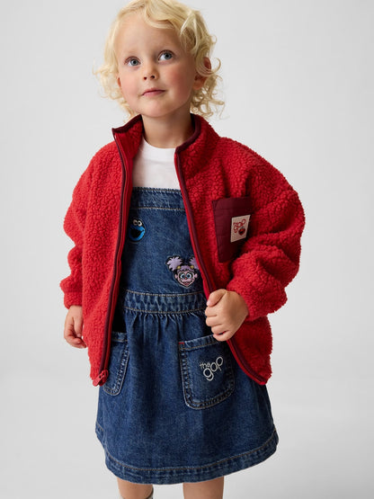 Kırmızı Sesame Street Sherpa Fermuarlı Sweatshirt