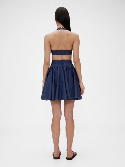 Lacivert Gapstudio Pileli Denim Mini Etek