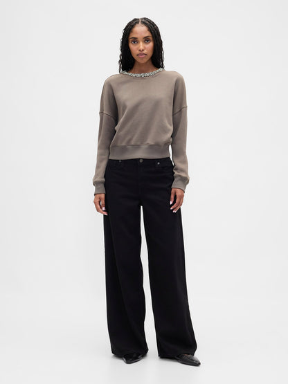 Gri Vintagesoft Jewel-neck Crop Sweatshirt