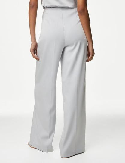 Yüksek Bel Wide Leg Saten Pantolon