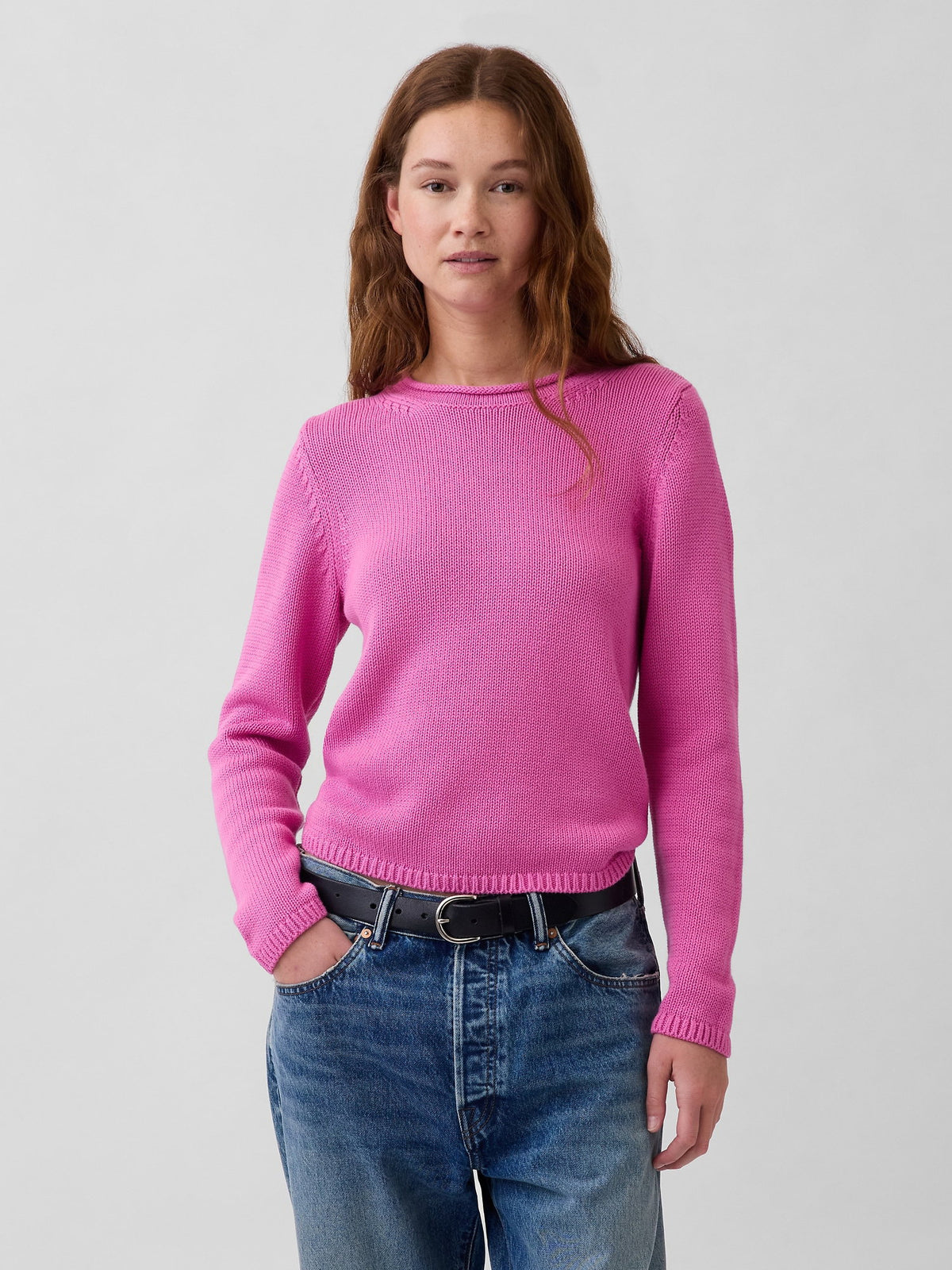 Pembe 100% Pamuk Rollneck Kazak