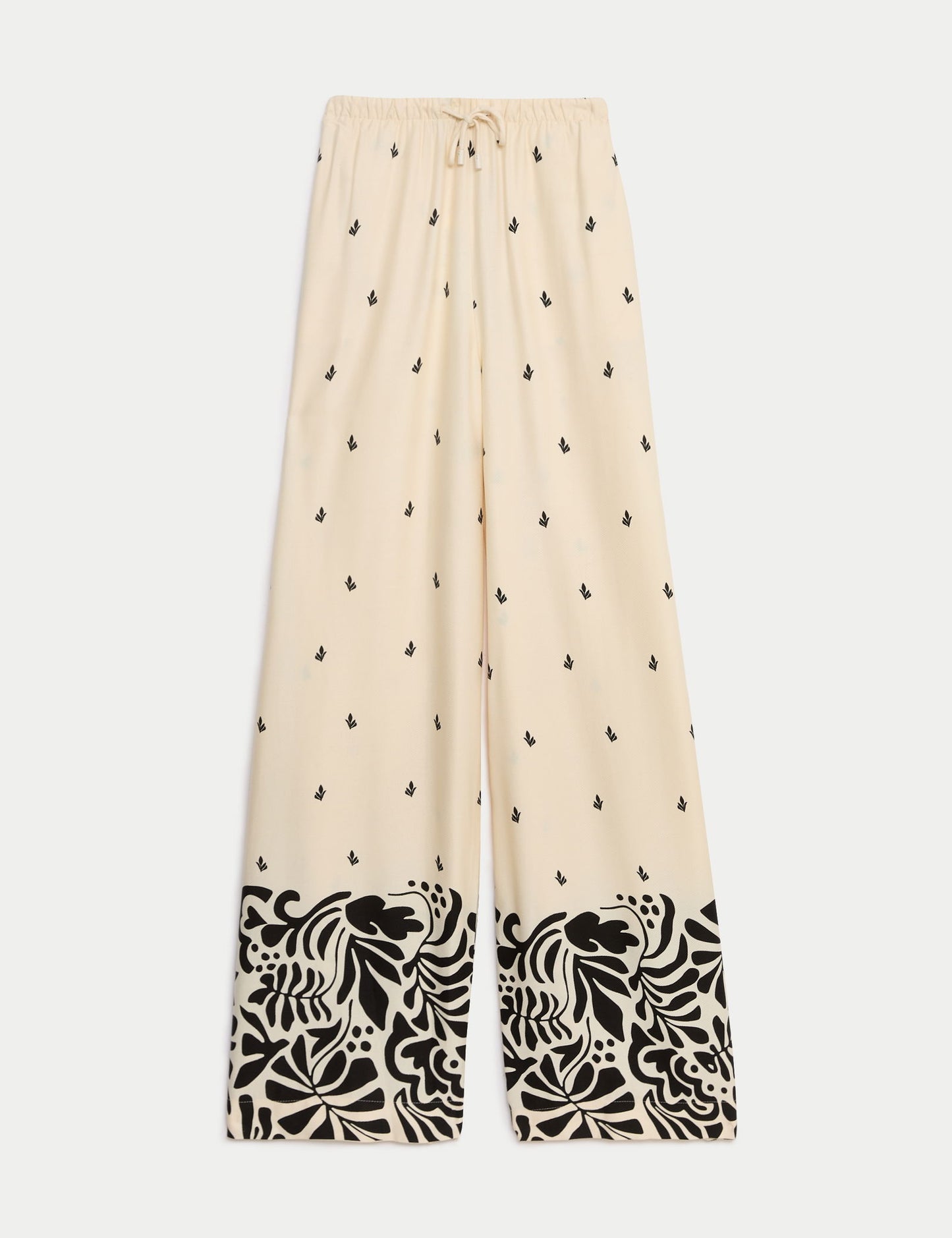 Yüksek Bel Desenli Wide Leg Pantolon