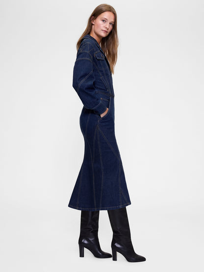 Lacivert Gapstudio Seamed Denim Midi Gömlek Elbise