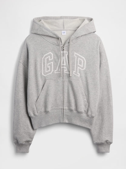 Gri Oversized Gap Logo Fransız Havlu Kumaş Fermuarlı Sweatshirt