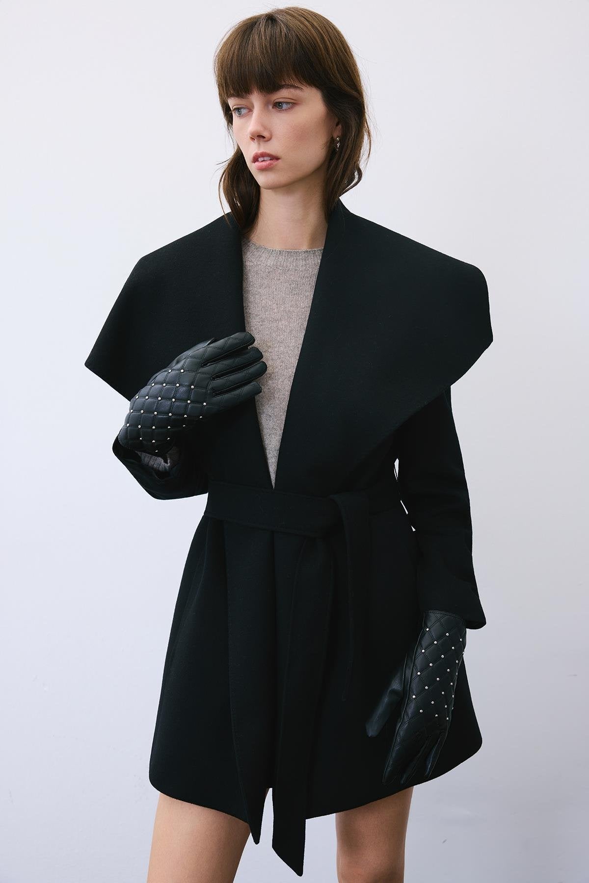 Aksesuar Detaylı Siyah Suni Deri Eldiven