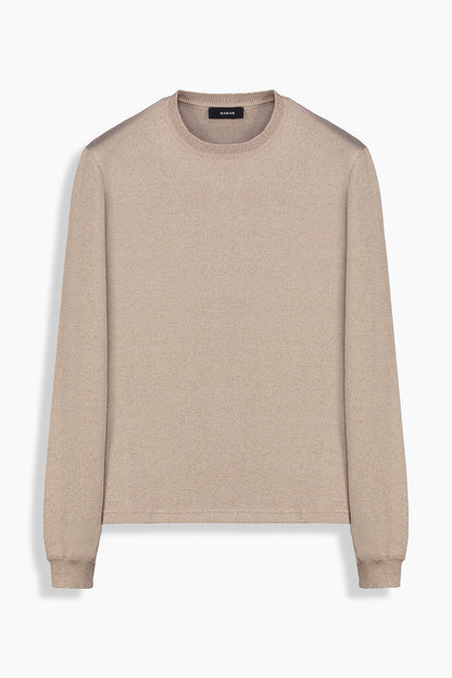 Alsua Bisiklet Yaka Simli Bej Triko