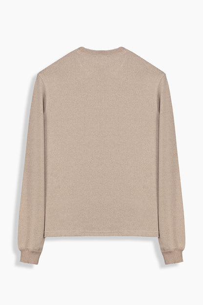 Alsua Bisiklet Yaka Simli Bej Triko