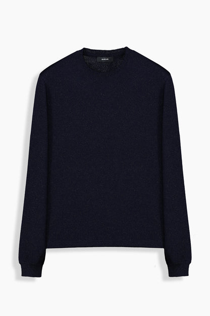 Alsua Bisiklet Yaka Simli Lacivert Triko