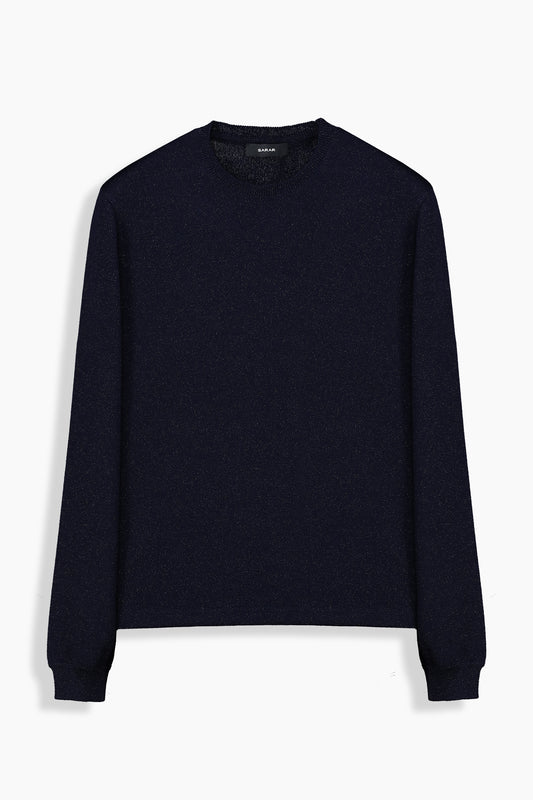 Alsua Bisiklet Yaka Simli Lacivert Triko