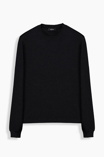 Alsua Bisiklet Yaka Simli Siyah Triko