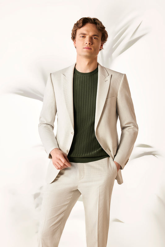 Amara Siduri Slim Fit Taş Rengi Takım Elbise