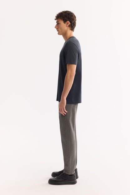 Antrasit Bisiklet Yaka Bi-stretch Soft Touch Basic T-shirt