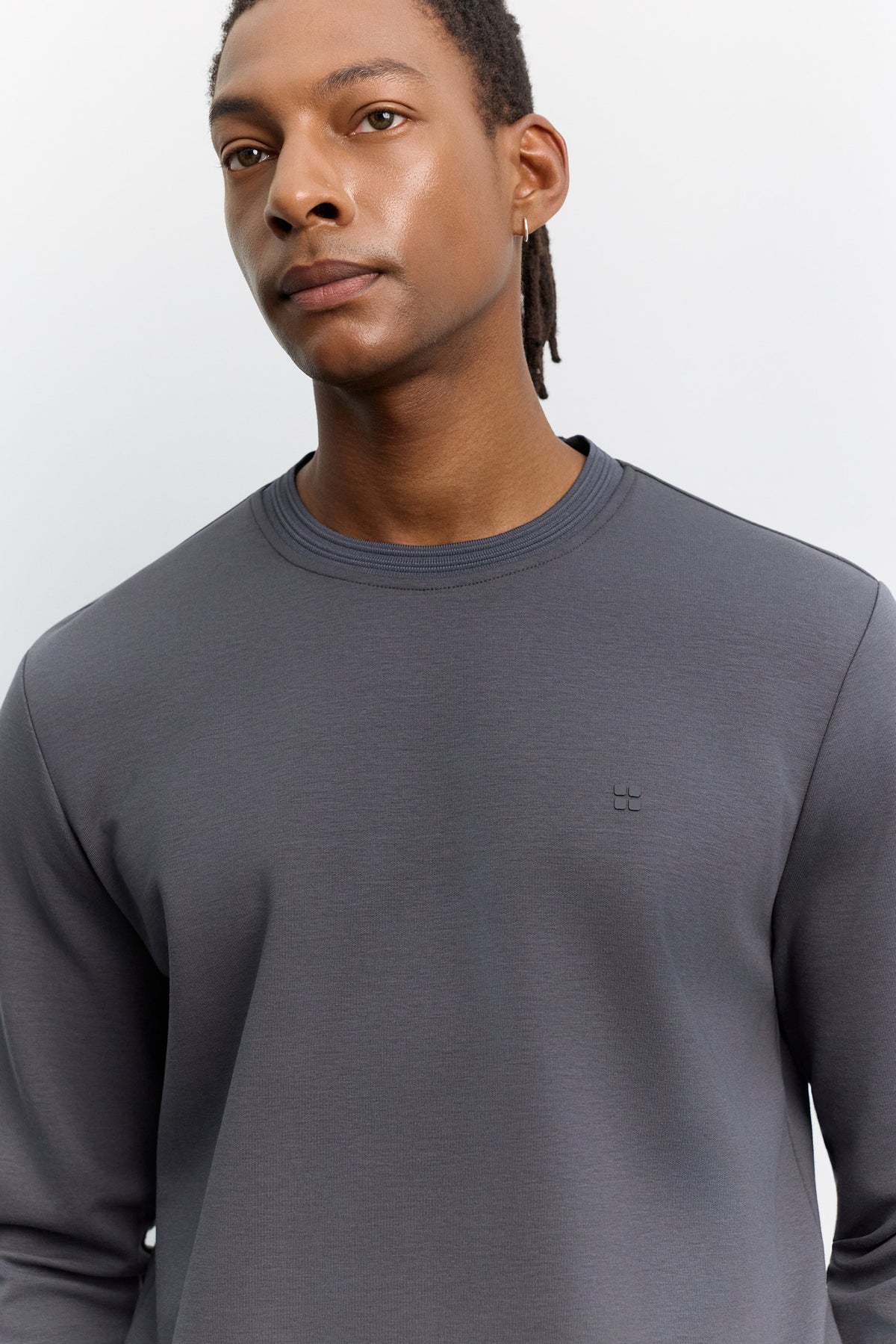 Antrasit Bisiklet Yaka Kolay Ütülenen Sweatshirt