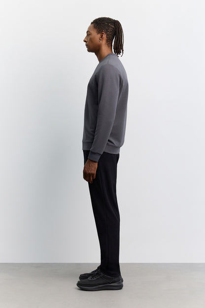 Antrasit Bisiklet Yaka Kolay Ütülenen Sweatshirt