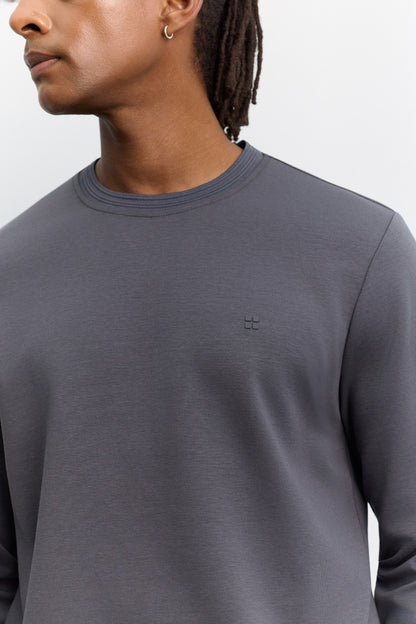 Antrasit Bisiklet Yaka Kolay Ütülenen Sweatshirt