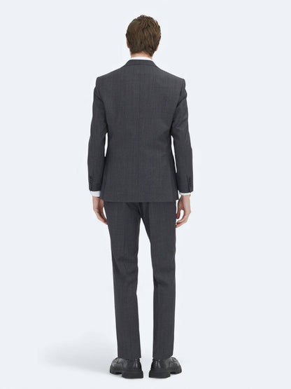 Antrasit Çizgili Modern Fit Yün Karışımlı Takım Elbise