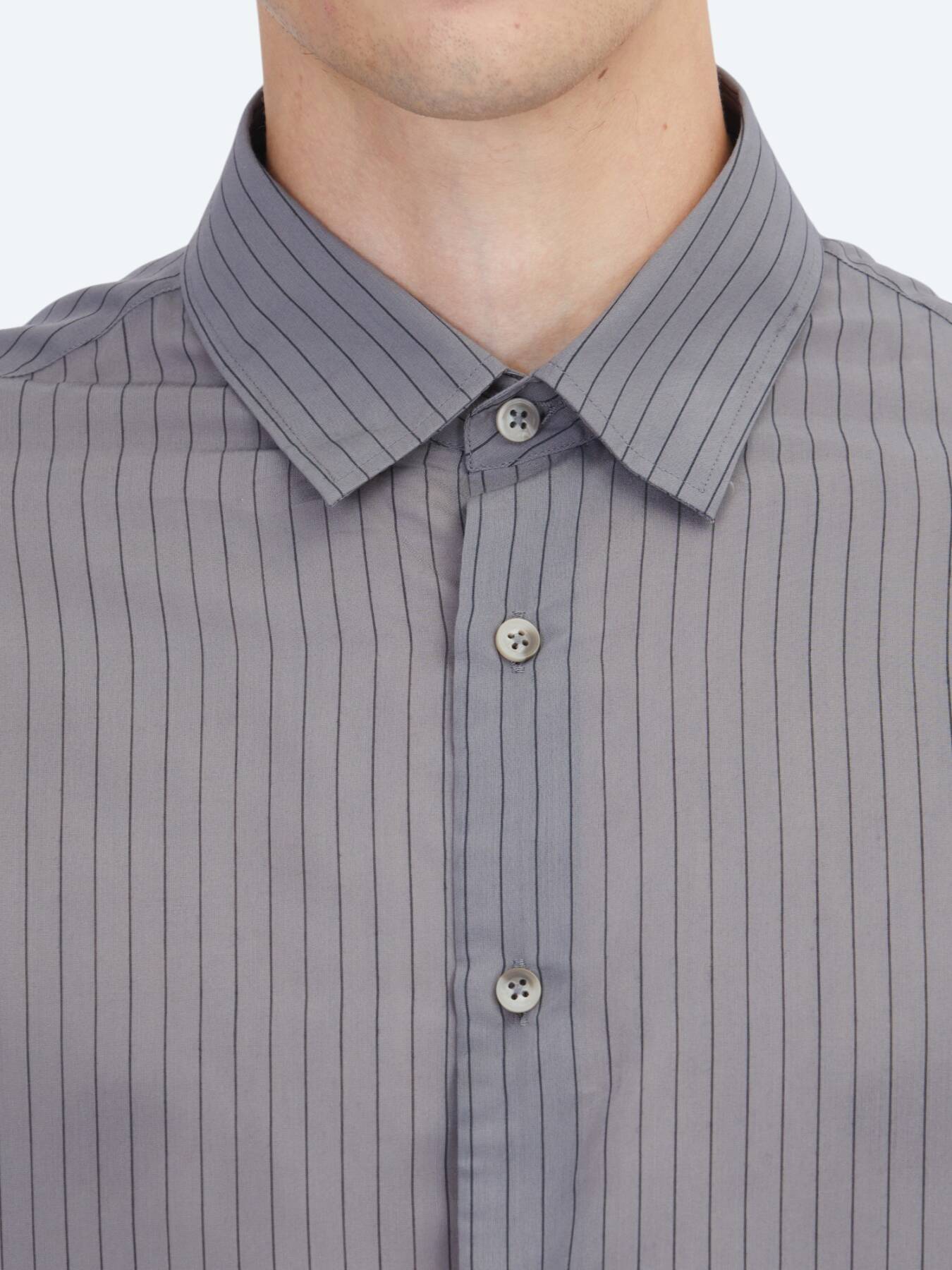 Antrasit Çizgili Oversize Fit Uzun Dokuma Casual Gömlek
