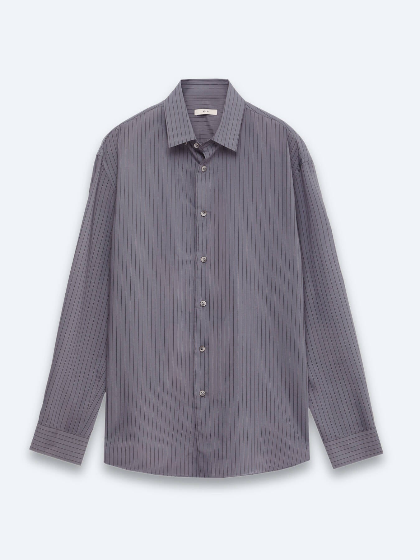 Antrasit Çizgili Oversize Fit Uzun Dokuma Casual Gömlek