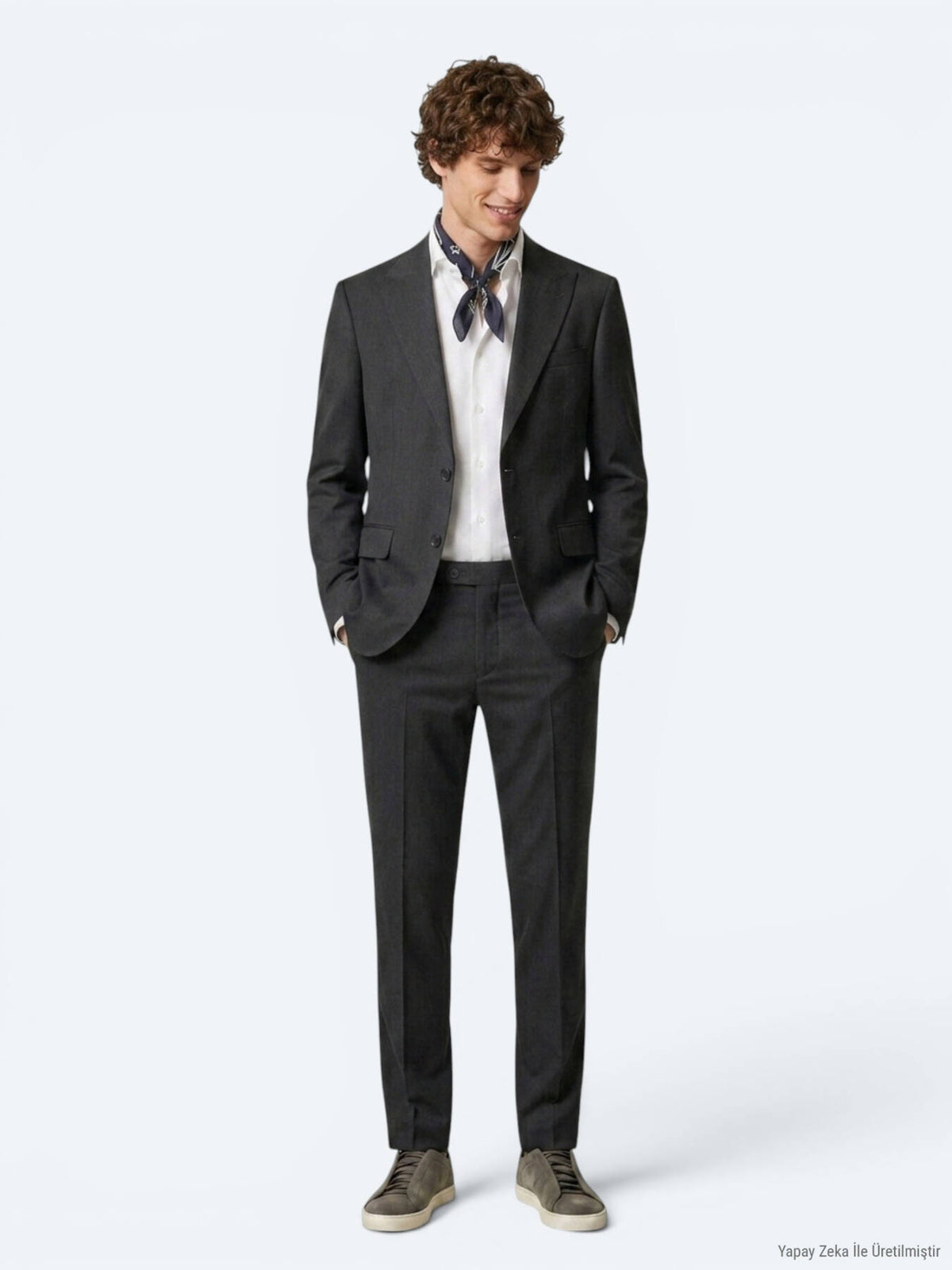 Antrasit Desenli Modern Fit Takım Elbise