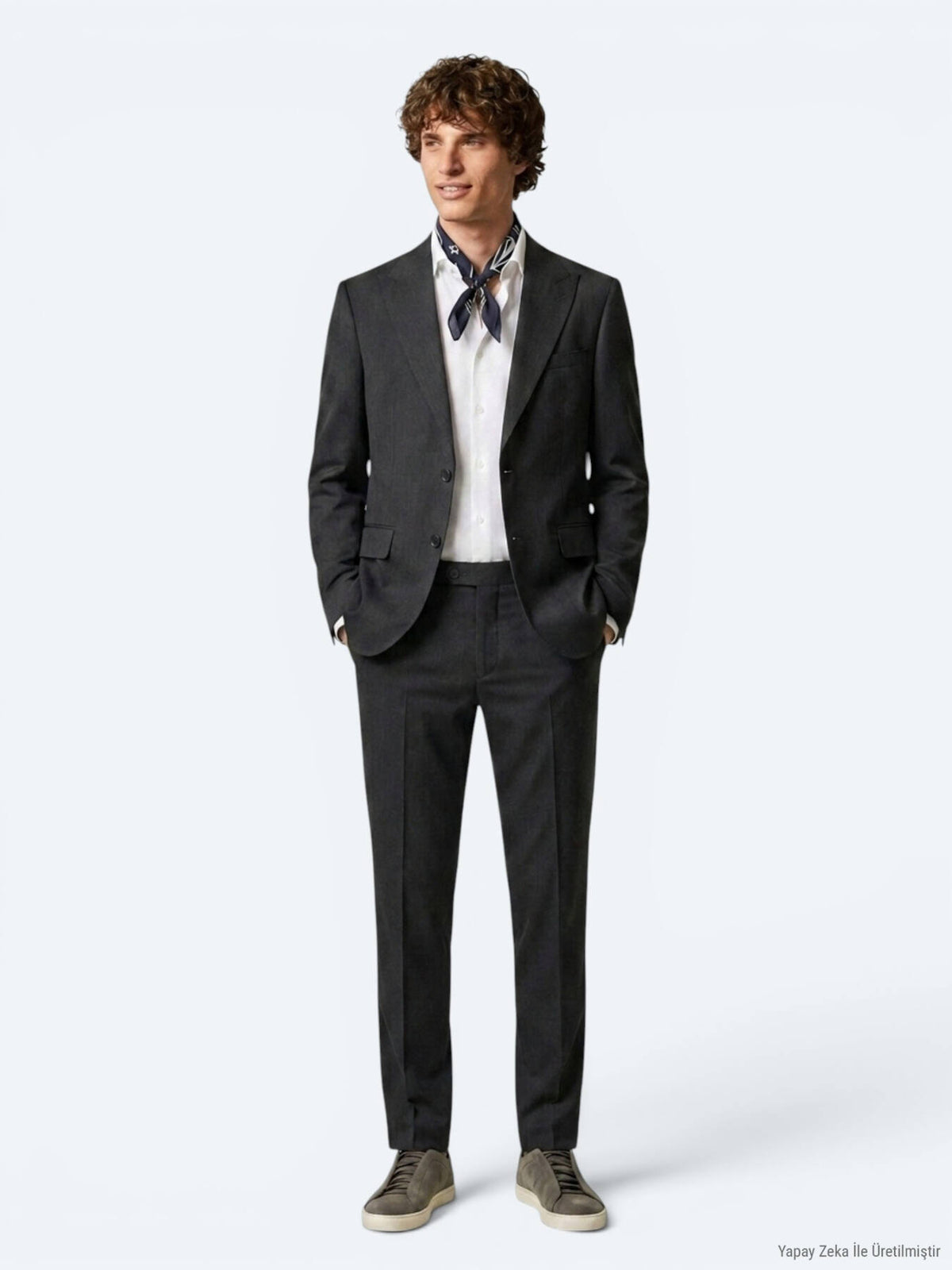 Antrasit Desenli Modern Fit Takım Elbise