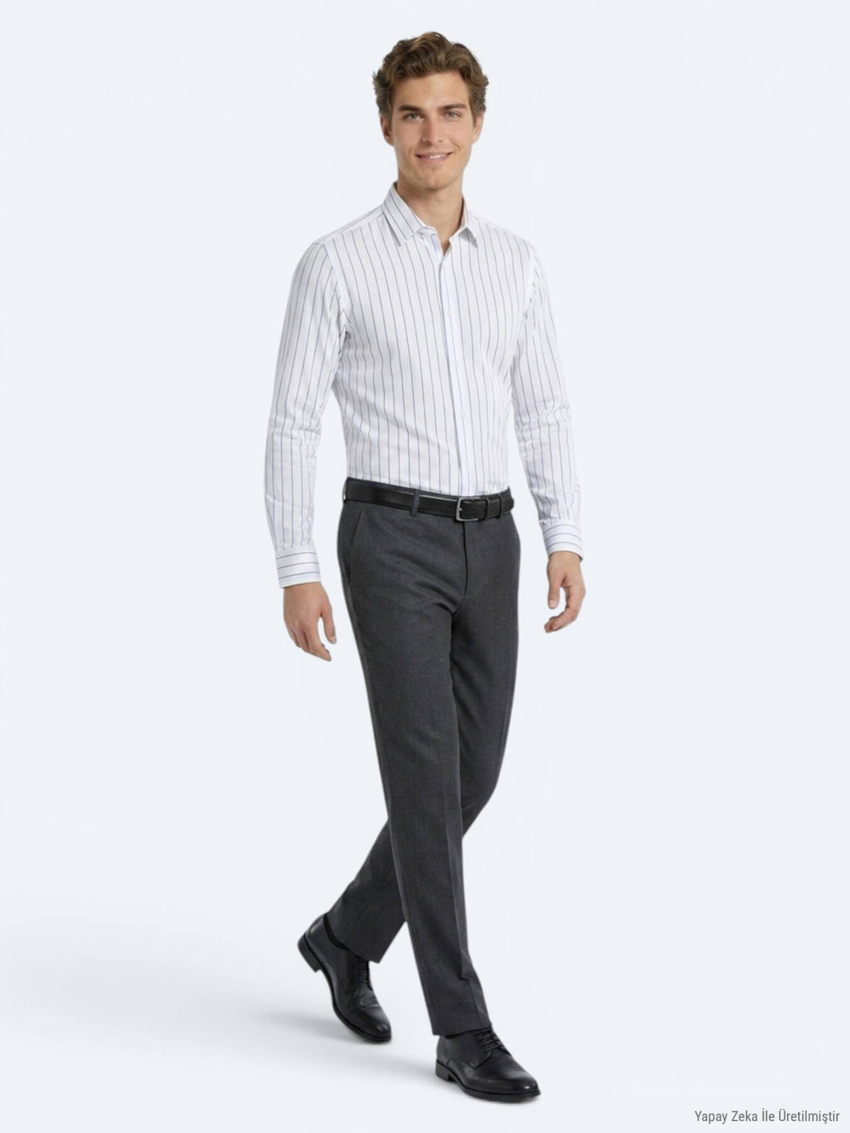 Antrasit Dokuma Slim Fit Klasik Yün Karışımlı Pantolon