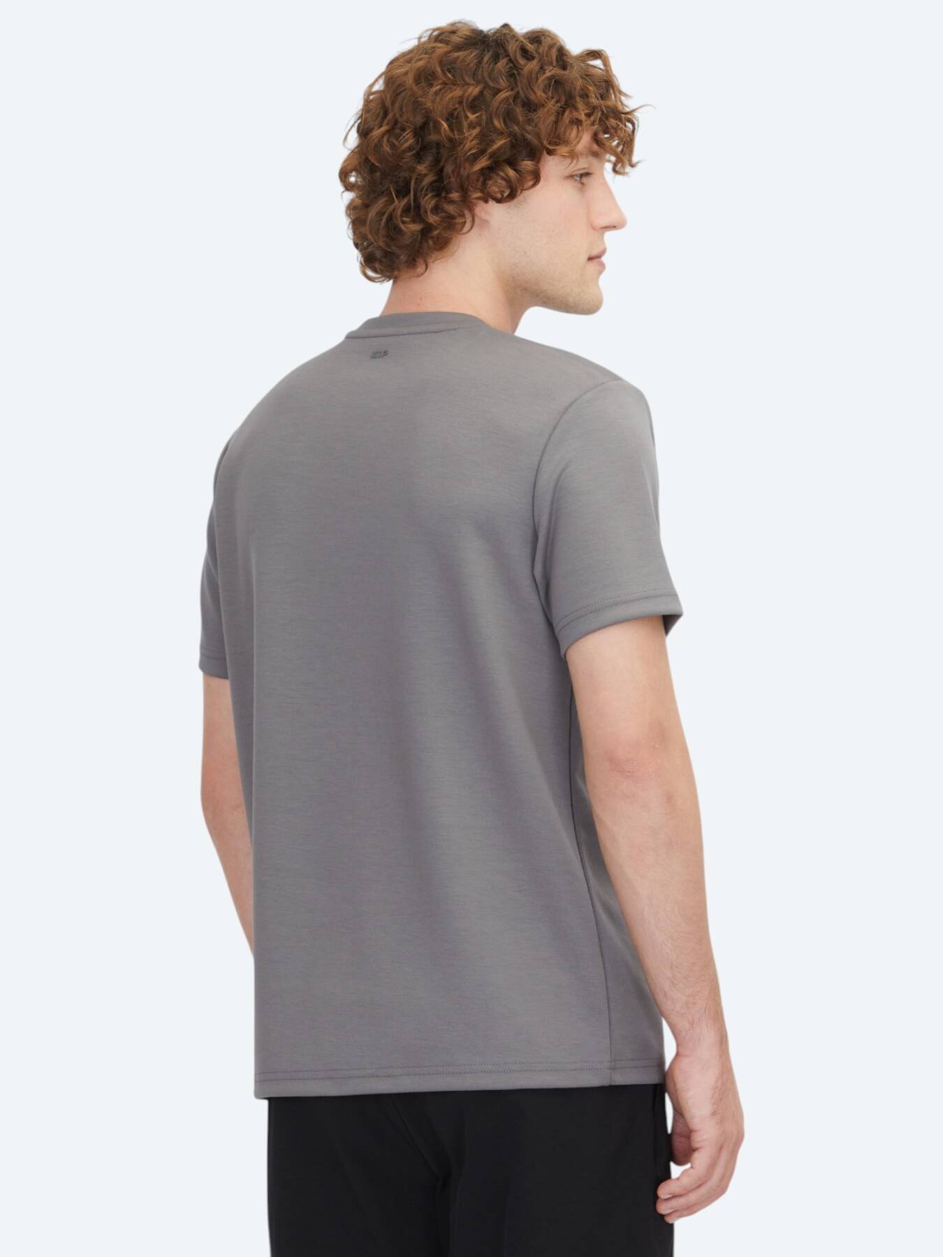 Antrasit Düz Bisiklet Yaka T-shirt