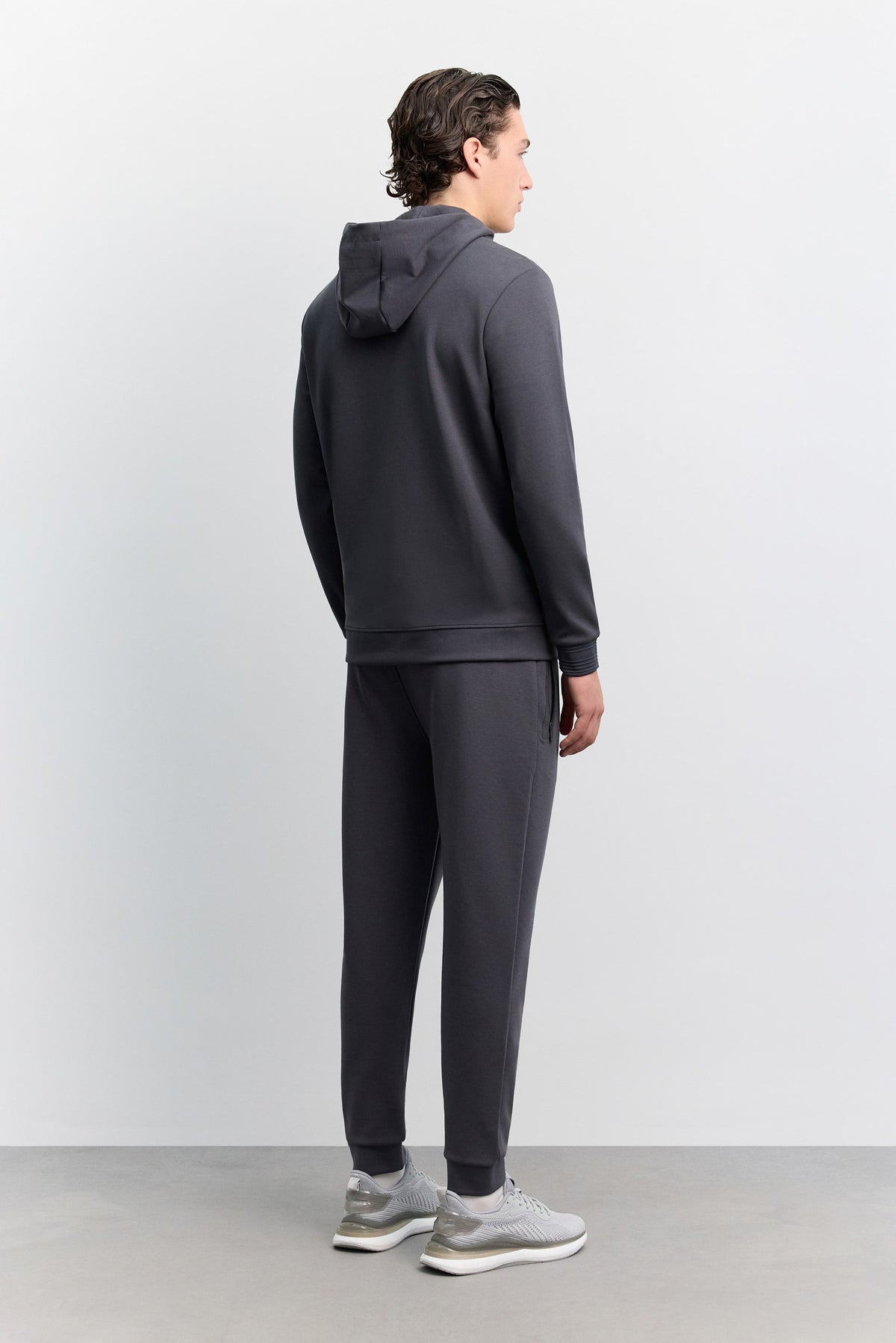 Antrasit Kapüşonlu Kolay Ütülenebilir Interlok Sweatshirt