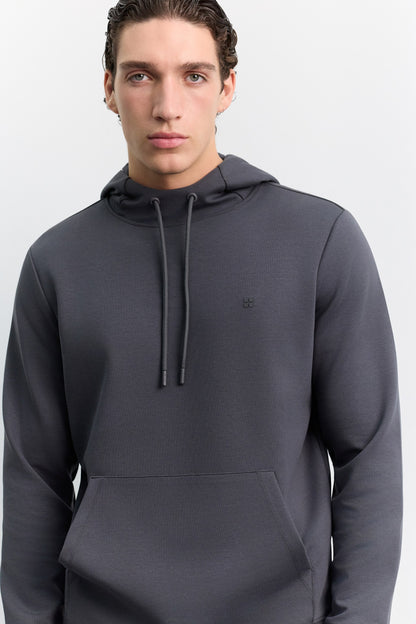 Antrasit Kapüşonlu Kolay Ütülenebilir Interlok Sweatshirt