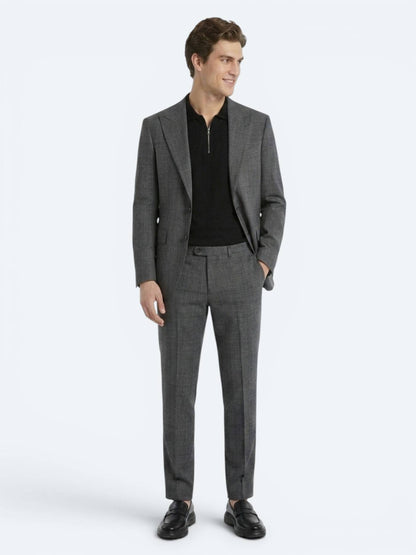 Antrasit Kareli Modern Fit Yün Karışımlı Takım Elbise