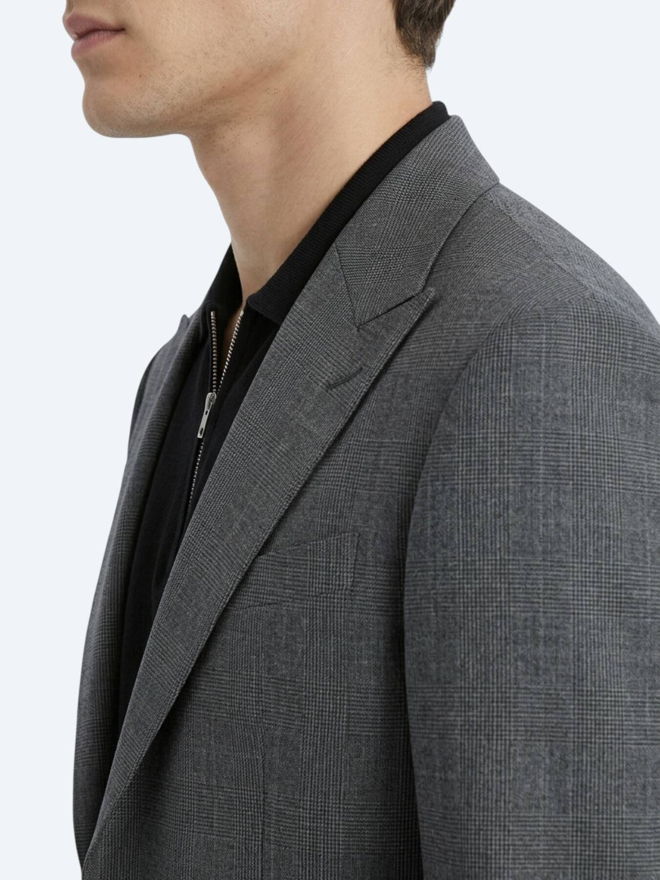Antrasit Kareli Modern Fit Yün Karışımlı Takım Elbise
