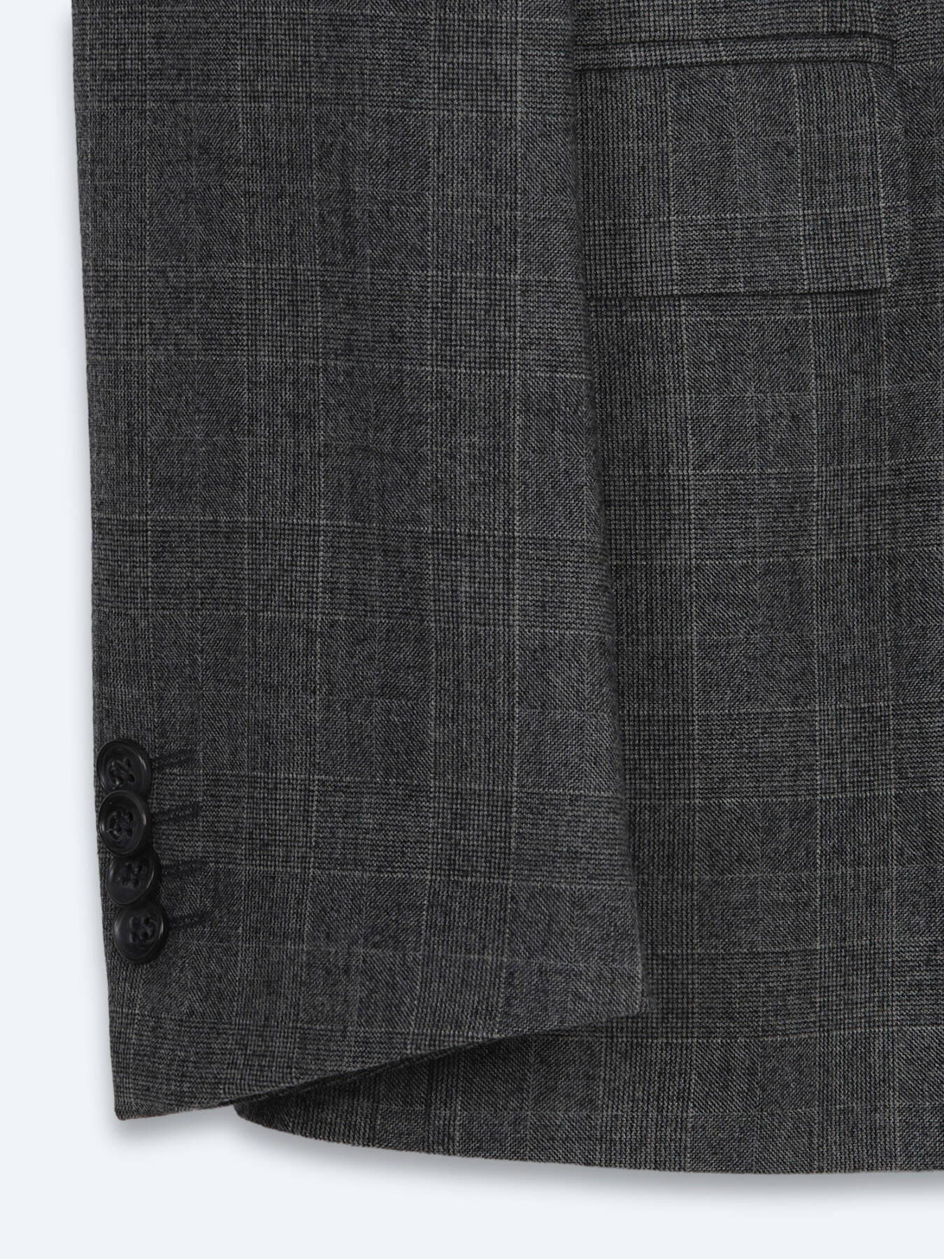 Antrasit Kareli Modern Fit Yün Karışımlı Takım Elbise