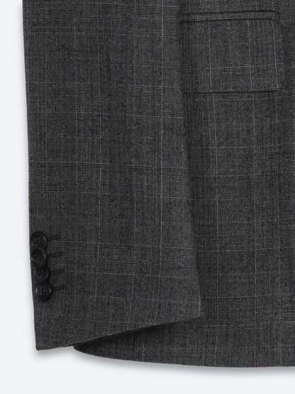 Antrasit Kareli Modern Fit Yün Karışımlı Takım Elbise