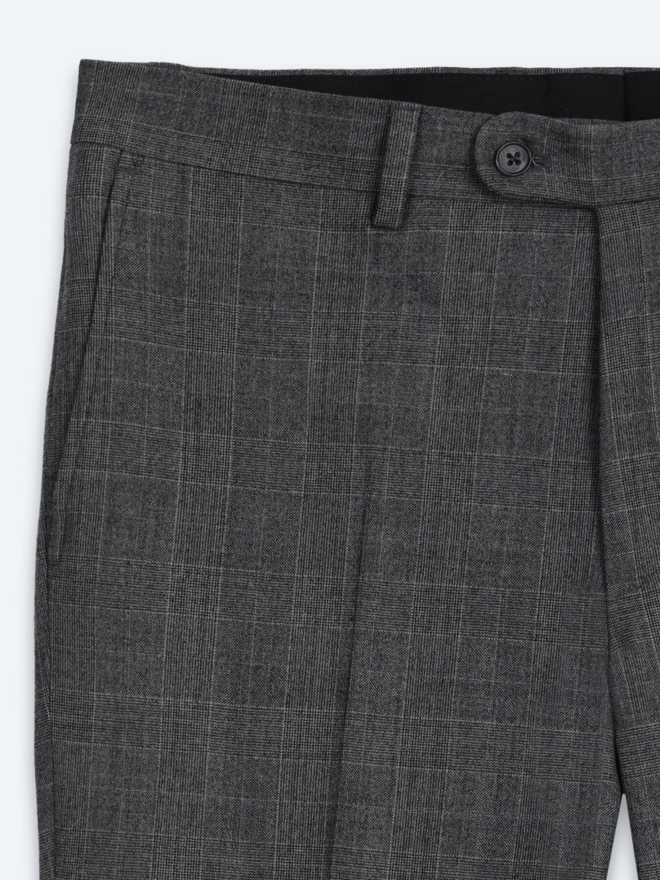 Antrasit Kareli Modern Fit Yün Karışımlı Takım Elbise