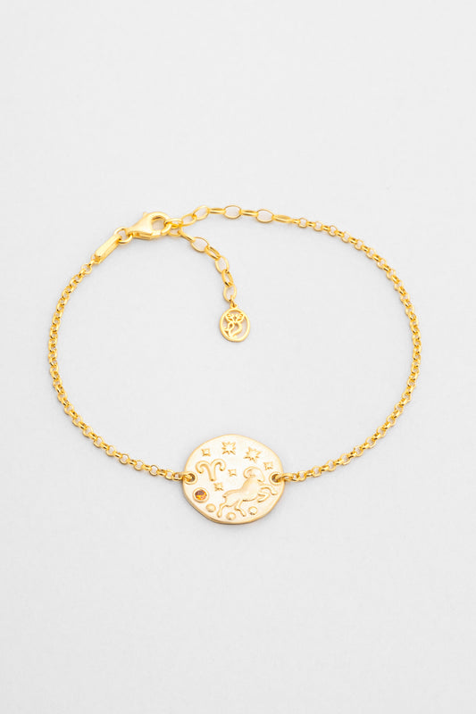 Koç Burcu 18 Ayar Sarı Altın Kaplama 20 Cm Gümüş Bileklik 07310200944