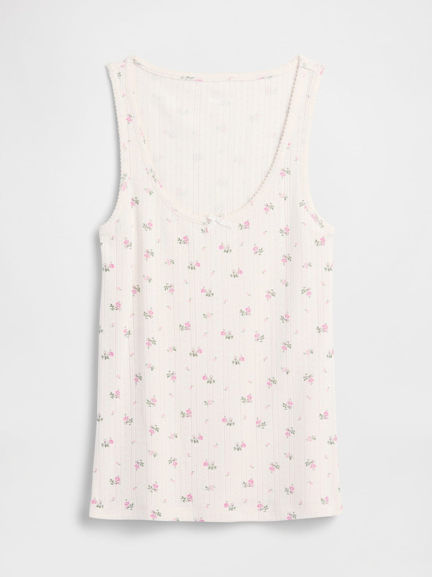 Çiçek Desenli Pointelle Scoopneck Tank Pijama Üstü