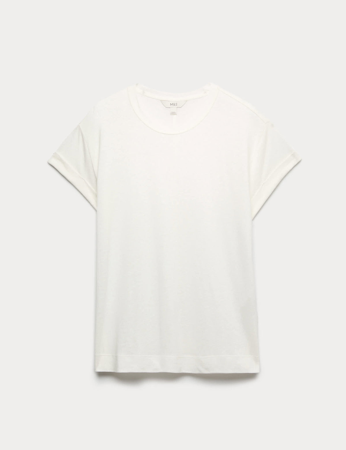 Yuvarlak Yaka Keten Karışımlı T-shirt