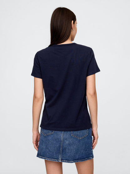 Lacivert Favorite Bisiklet Yaka T-shirt