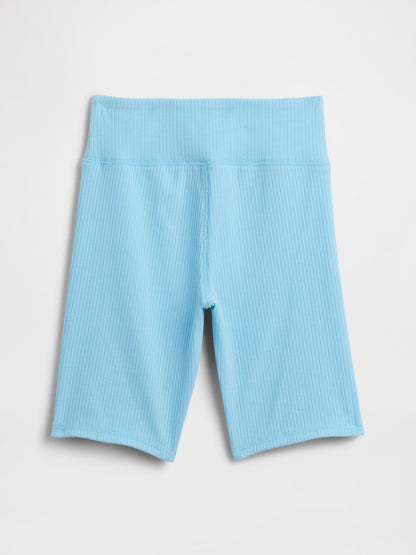 Açık Mavi Kids Pull-on Ribbed Bisiklet Şortları