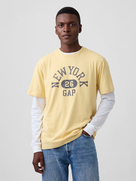 Sarı Everyday Soft Relaxed Grafik T-shirt