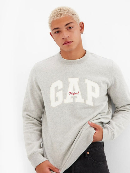 Gri Gap Logo Bisiklet Yaka Sweatshirt