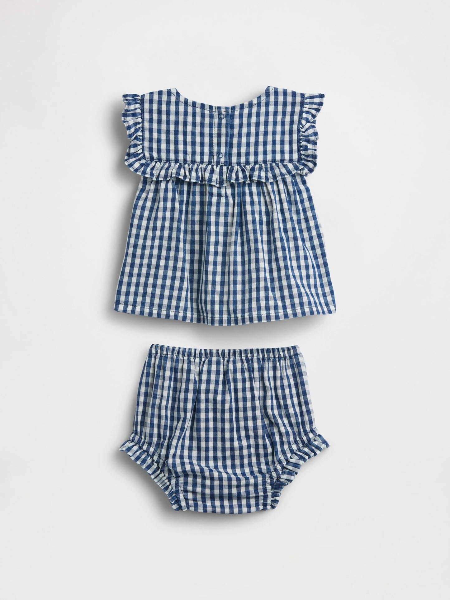 Lacivert Gingham Denim Volan Outfit Set