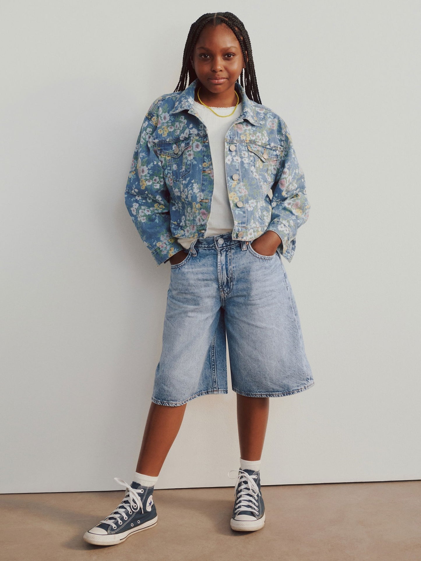 Mavi Mid Rise Longline Denim Şort