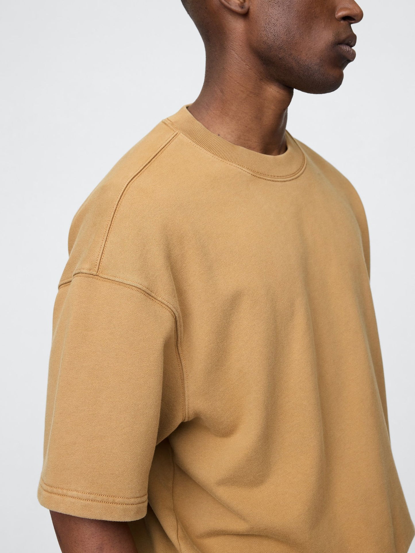 Açık Kahverengi Heavyweight Bisiklet Yaka Sweatshirt