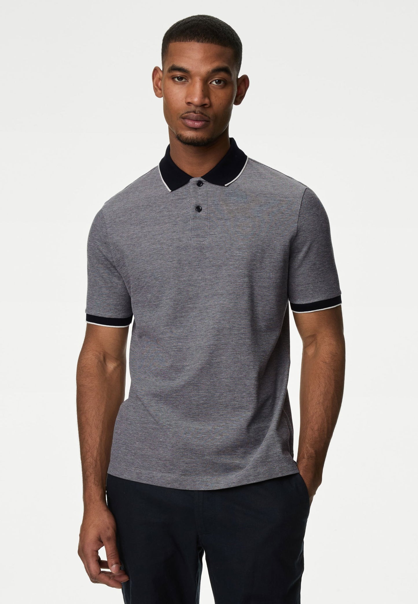 Saf Pamuklu Kısa Kollu Polo Yaka T-shirt